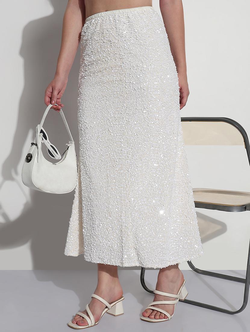 women white sequined high rise a-line skirt - 21979745 - Zoom Image - 0