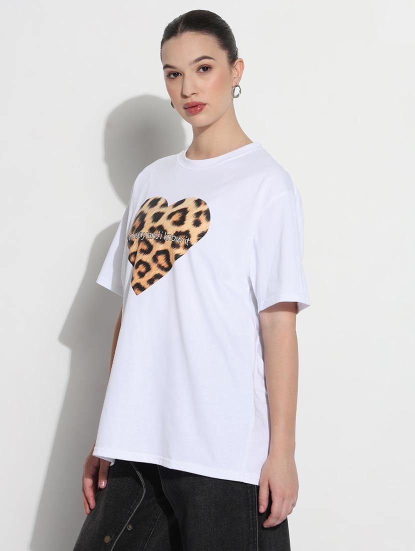 women printed short sleeve oversized t-shirt - 21979754 - Standard Image - 2