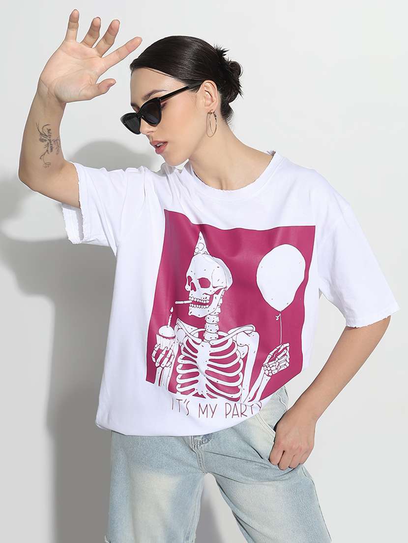 women printed short sleeve oversized t-shirt