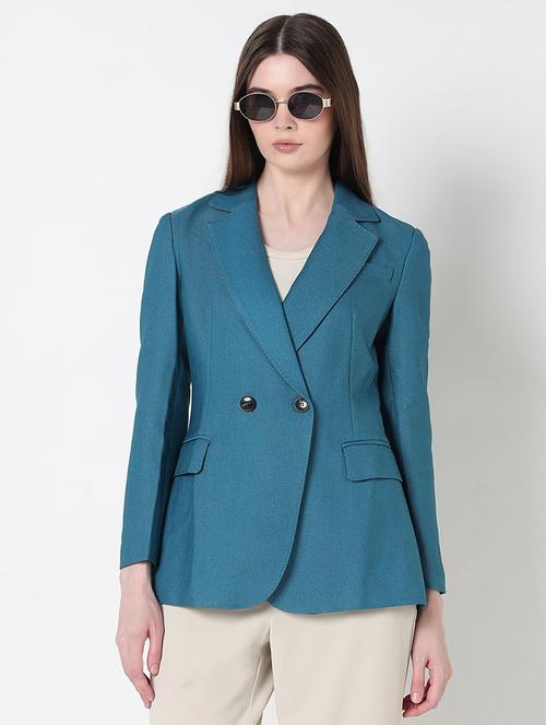 women solid long sleeve double breasted blazer - 21979763 -  Standard Image - 0
