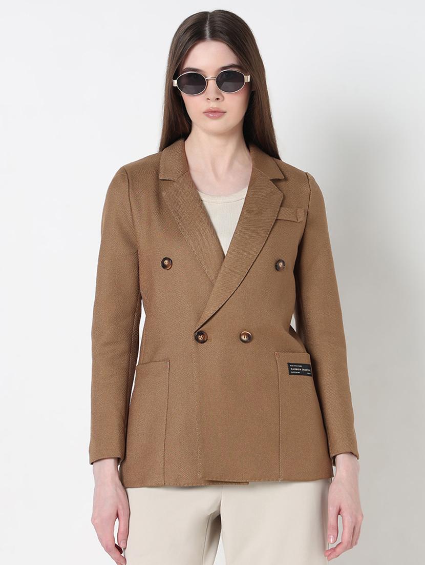women solid long sleeve double breasted blazer - 21979764 - Zoom Image - 0