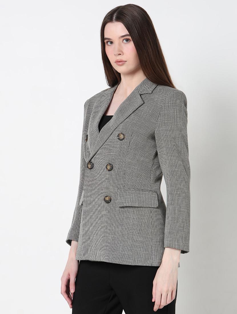 women self designed long sleeve double breasted blazer - 21979767 - Standard Image - 2