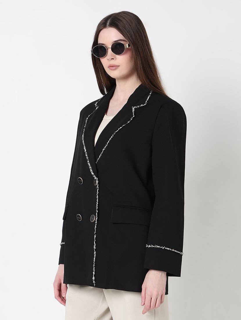 women solid long sleeve double breasted blazer - 21979768 - Standard Image - 2