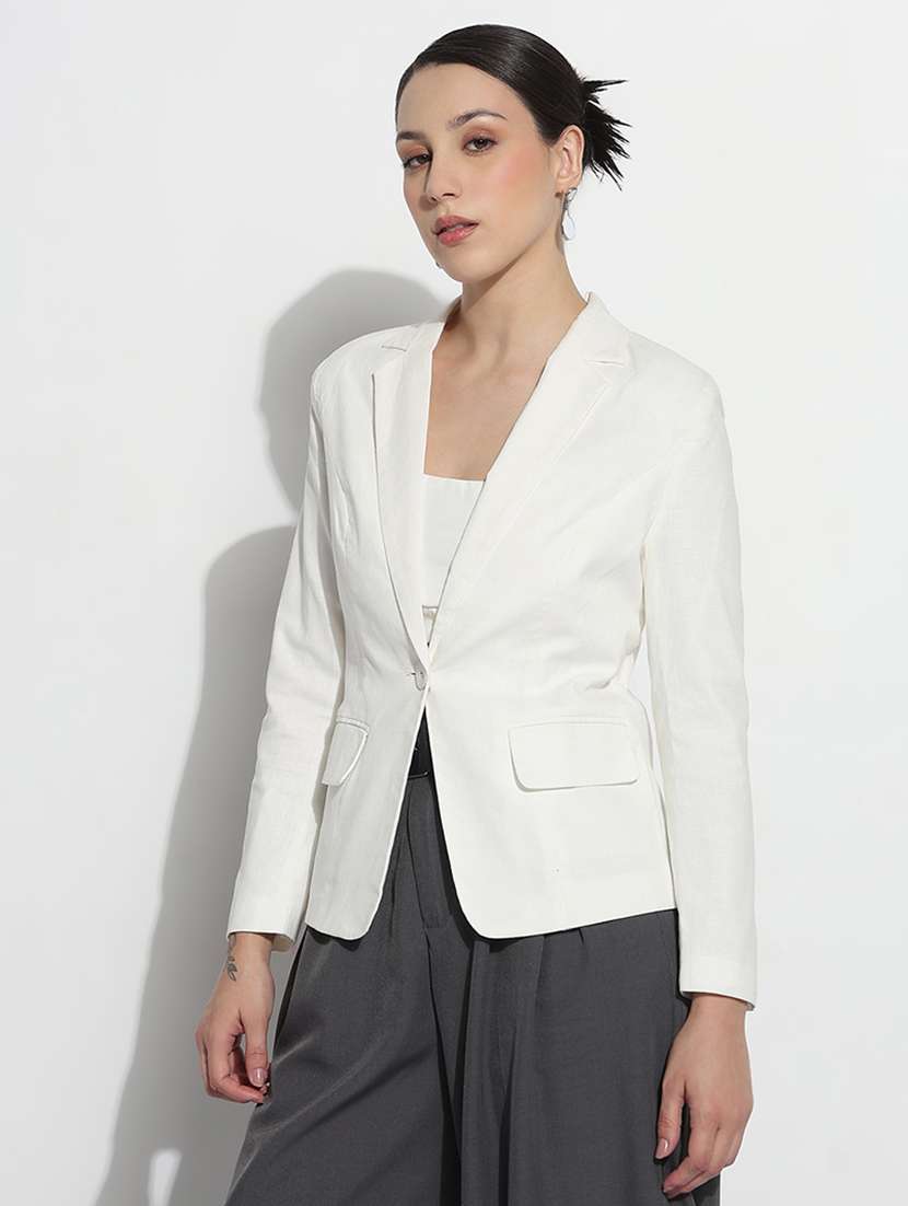 women solid long sleeve single breasted blazer - 21979772 -  Standard Image - 2