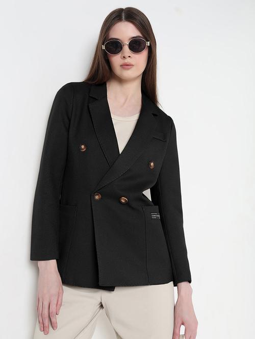 women solid long sleeve double breasted blazer - 21979776 - Standard Image - 0