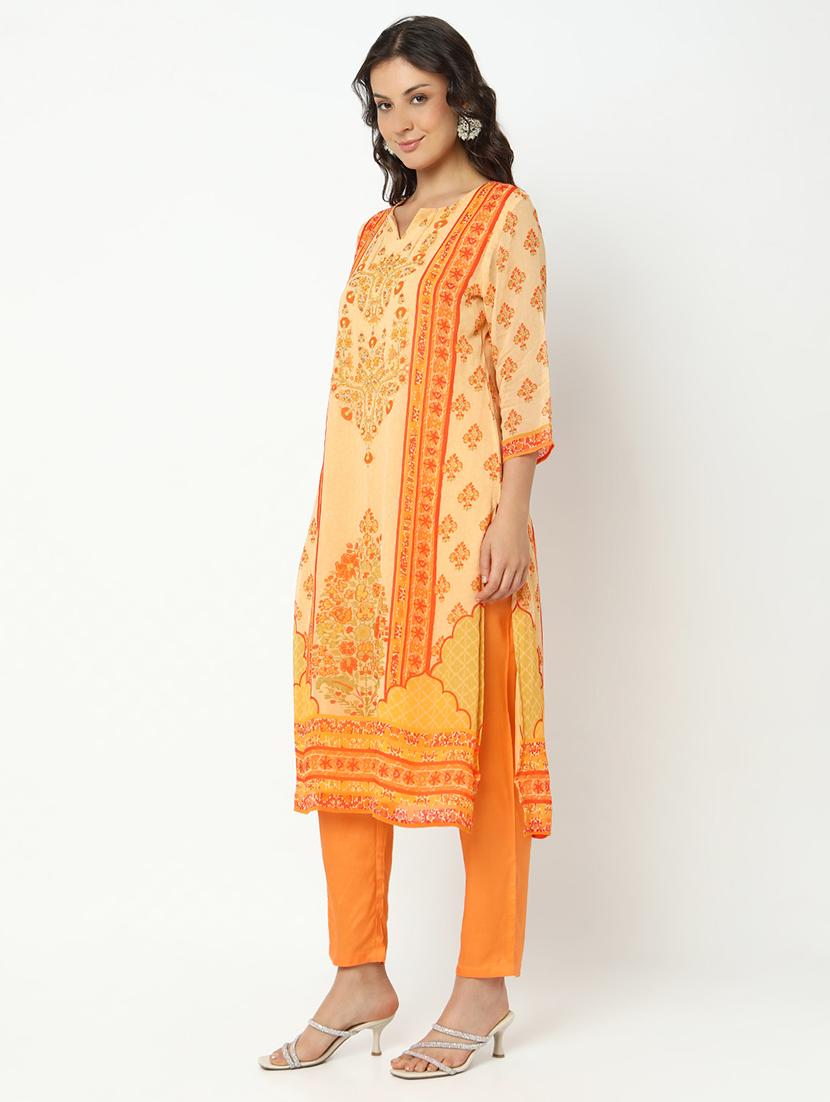 women three quarter sleeve kurta pant with dupatta set - 21979797 - Standard Image - 2