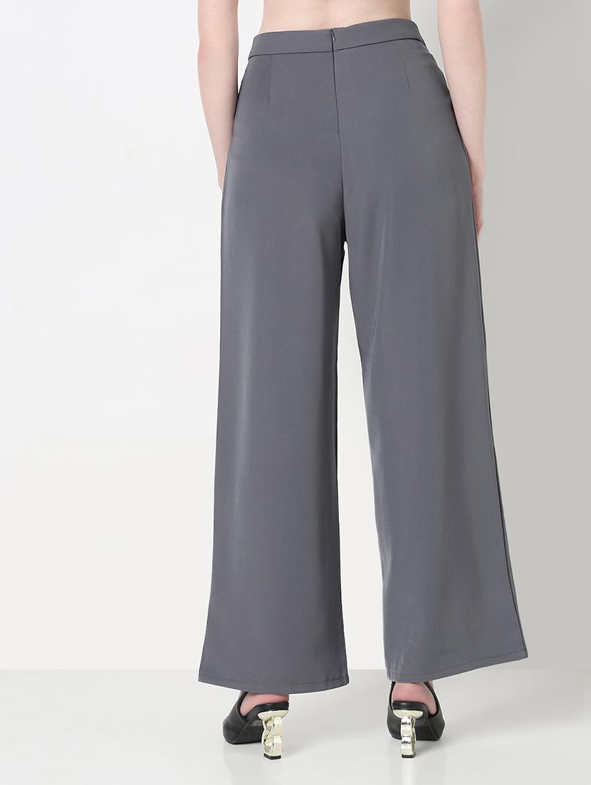 women solid high rise pleated korean pants - 21979805 - Standard Image - 2