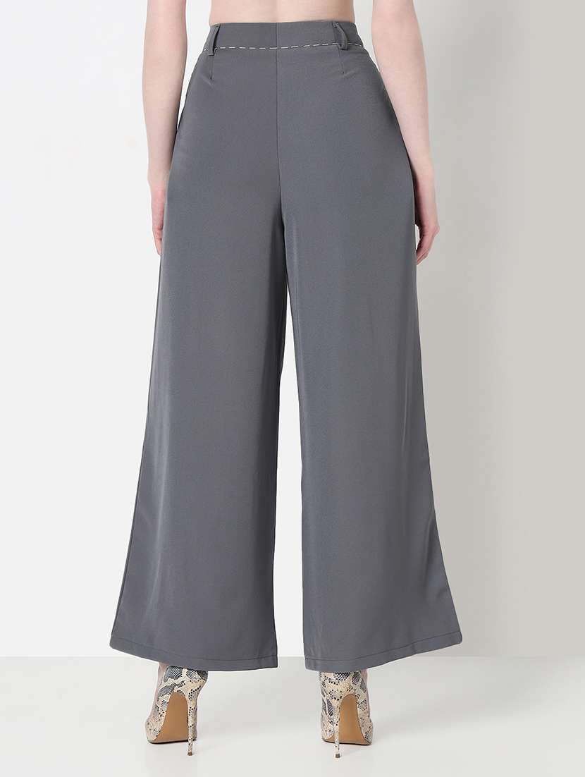 women solid high rise pleated wide leg trouser  - 21979808 -  Standard Image - 2