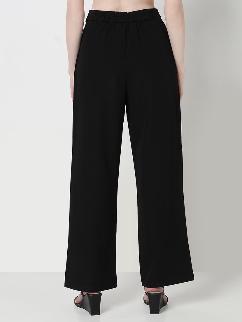 women solid high rise pleated straight trouser - 21979814 - Standard Image - 2