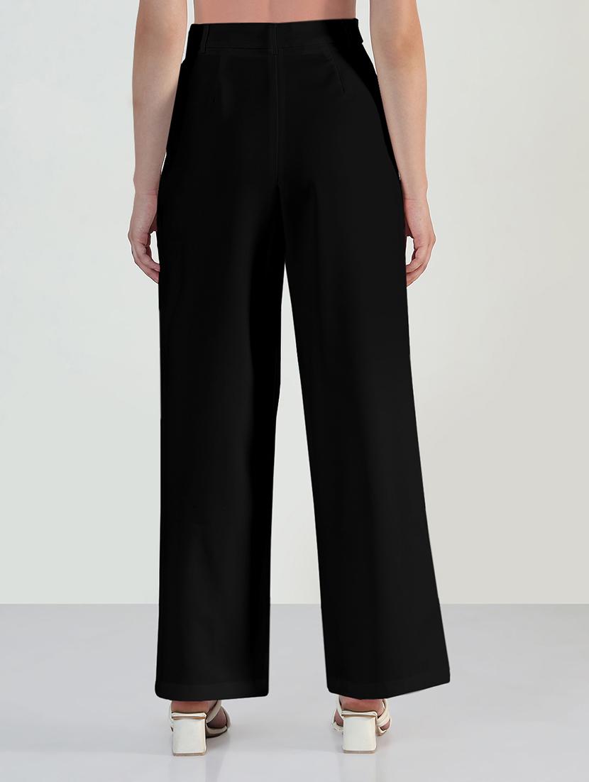 women solid high rise wrap style straight trouser - 21979815 - Standard Image - 2