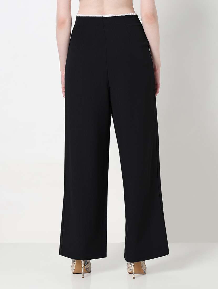 women solid high rise pleated korean pants  - 21979823 -  Standard Image - 2