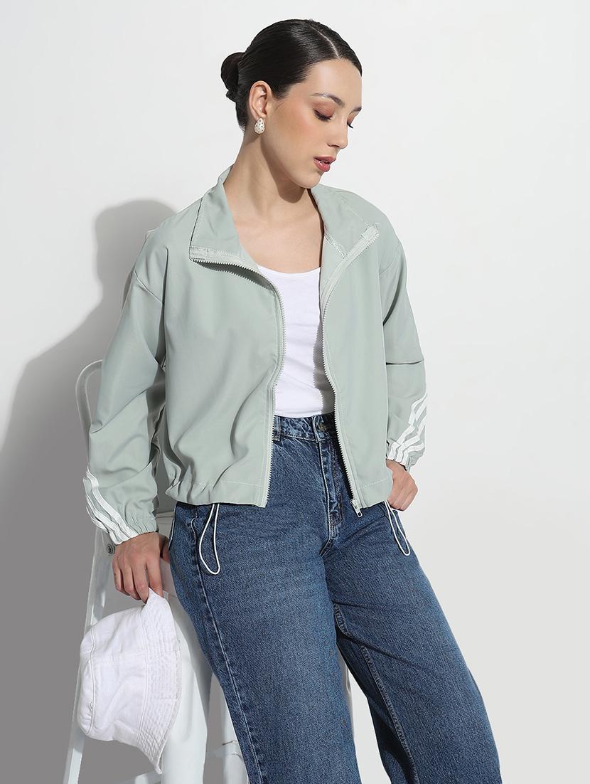 women tapered long sleeve crop windcheater jacket - 21979838 - Standard Image - 2