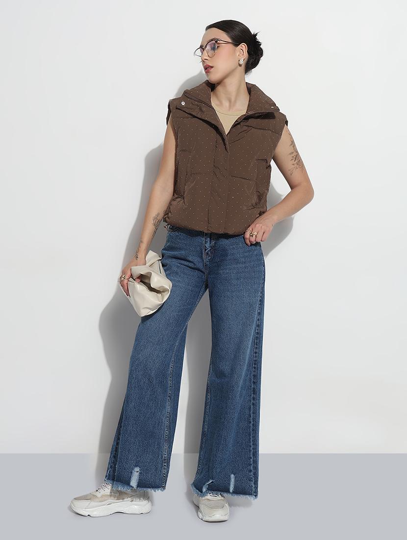 women embellished sleeveless crop puffer jacket - 21979858 - Standard Image - 2