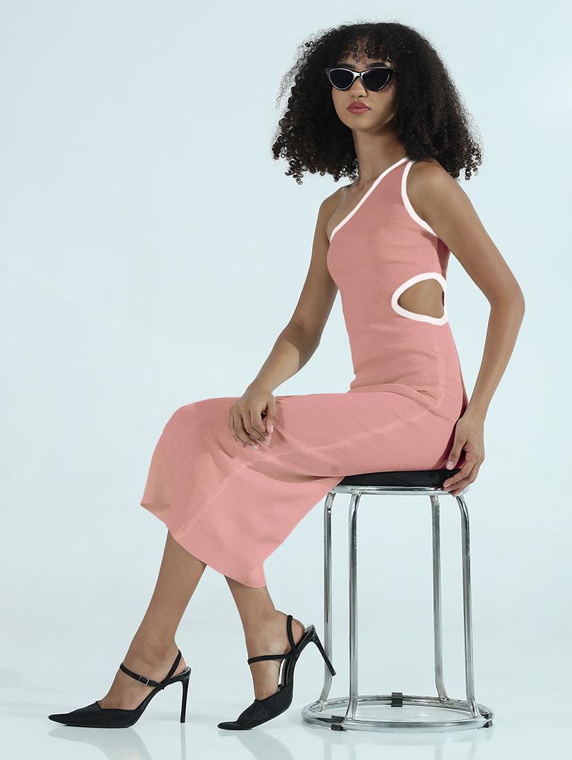 women solid single shoulder cut out bodycon dress - 21979867 - Zoom Image - 0