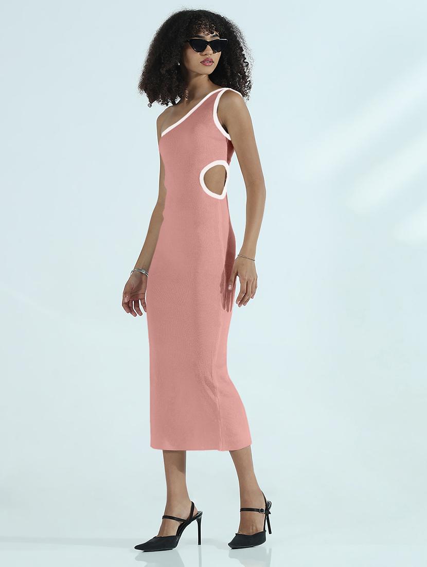 women solid single shoulder cut out bodycon dress - 21979867 - Standard Image - 2