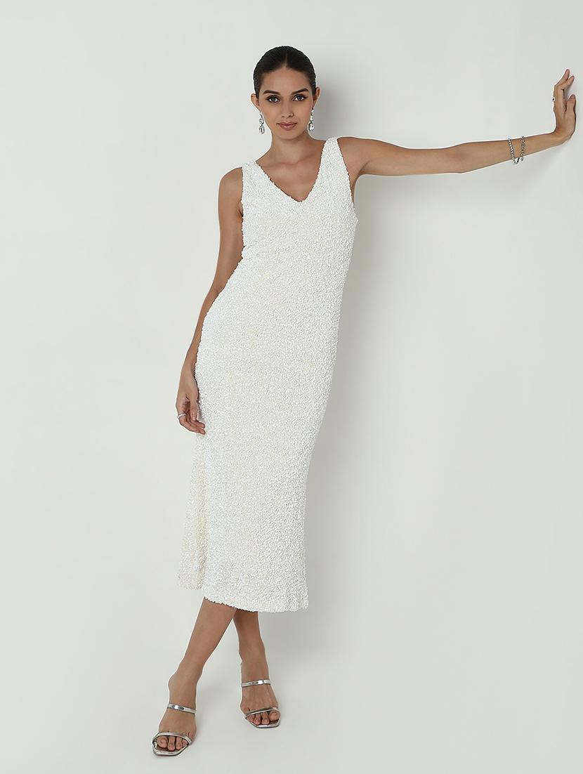 women white sequined sleeveless bodycon dress - 21979870 - Zoom Image - 0