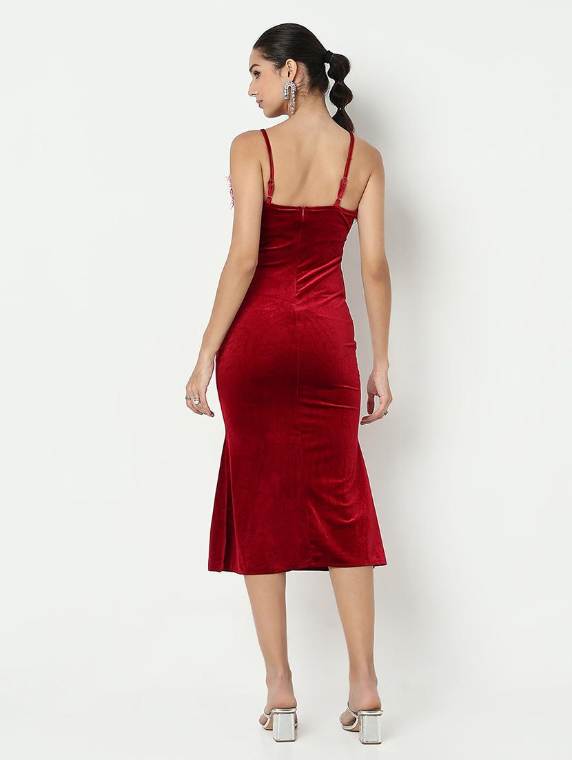 women solid shoulder strap bodycon dress - 21979879 - Standard Image - 2