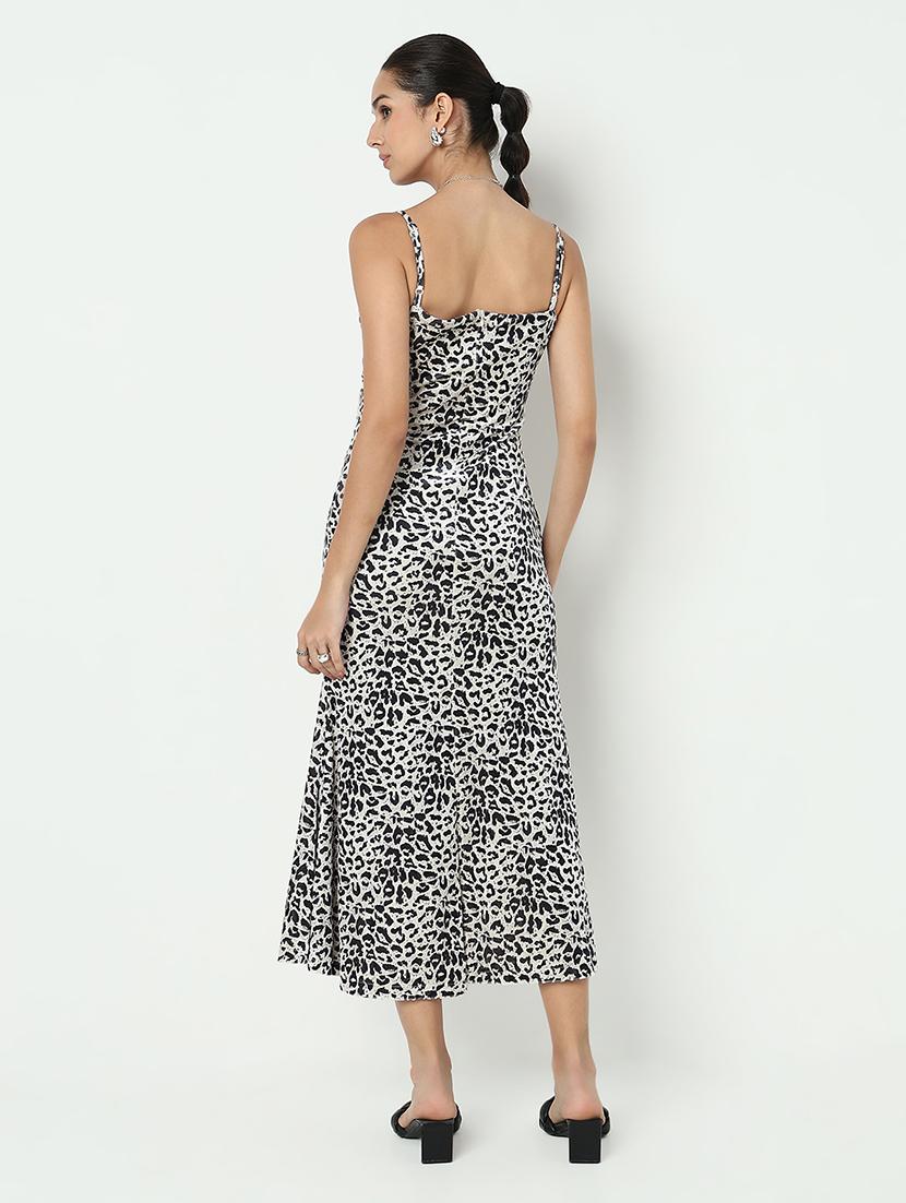 women animal print shoulder strap a-line dress - 21979880 - Standard Image - 2