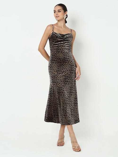 women animal print shoulder strap a-line dress - 21979881 -  Standard Image - 0