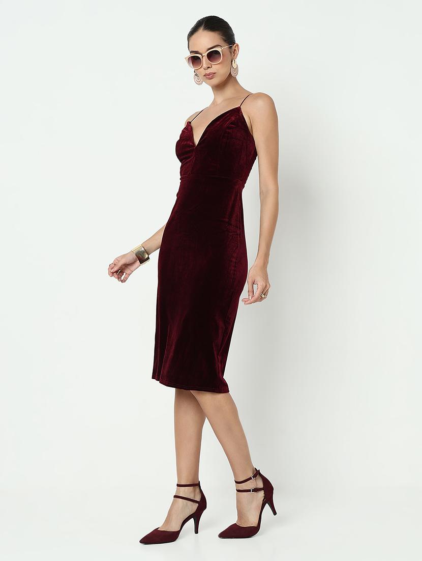 women solid shoulder strap bodycon dress - 21979893 - Standard Image - 2
