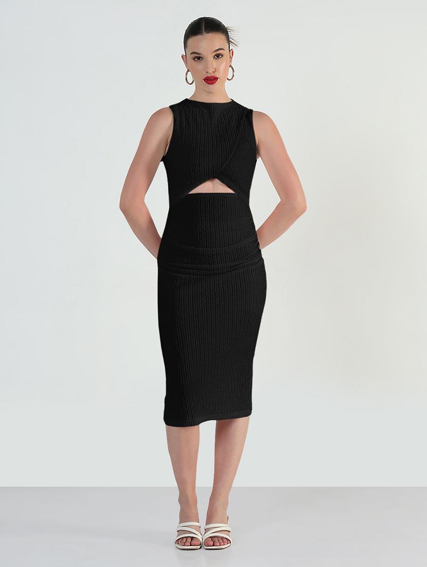 women solid sleeveless cut out bodycon dress - 21979899 - Standard Image - 2