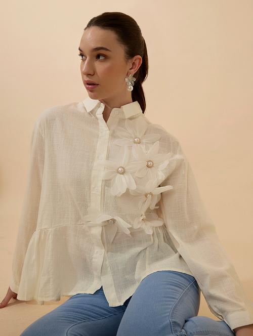 women self designed collared long sleeve shirt - 21979904 - Standard Image - 0