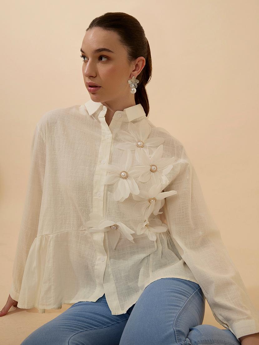 women self designed collared long sleeve shirt - 21979904 - Zoom Image - 0