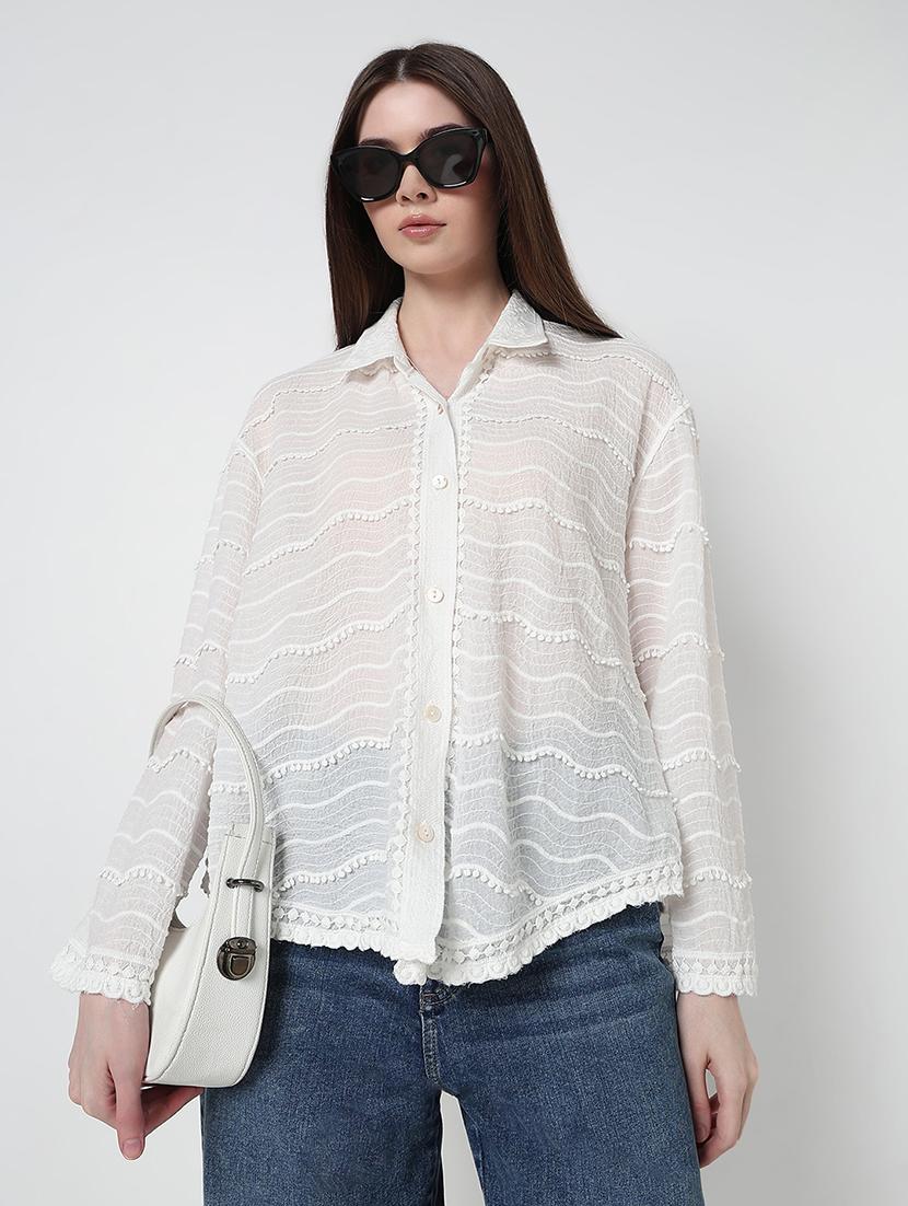 women self designed collared high low shirt - 21979905 - Zoom Image - 0