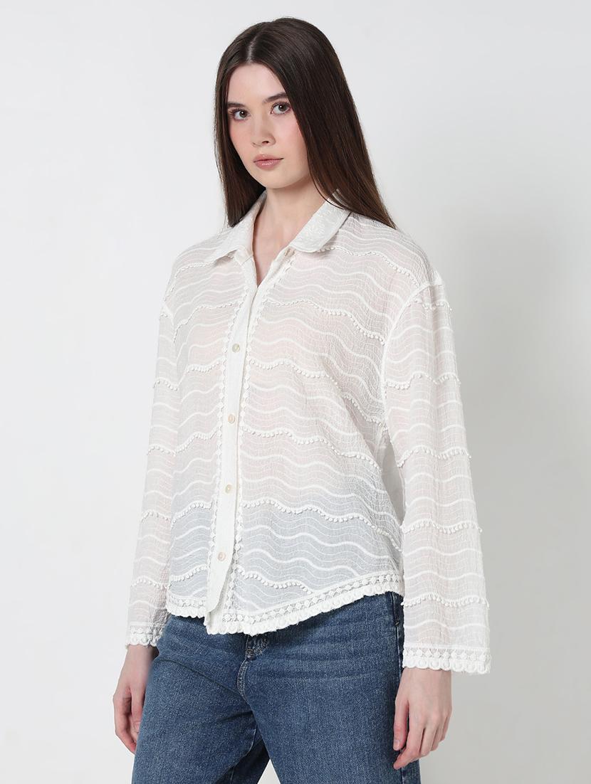 women self designed collared high low shirt - 21979905 - Standard Image - 2