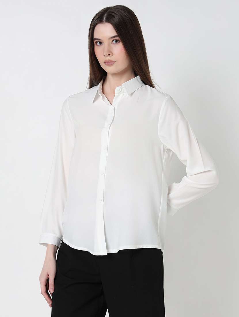 women solid long sleeve relaxed fit shirt - 21979916 -  Standard Image - 2