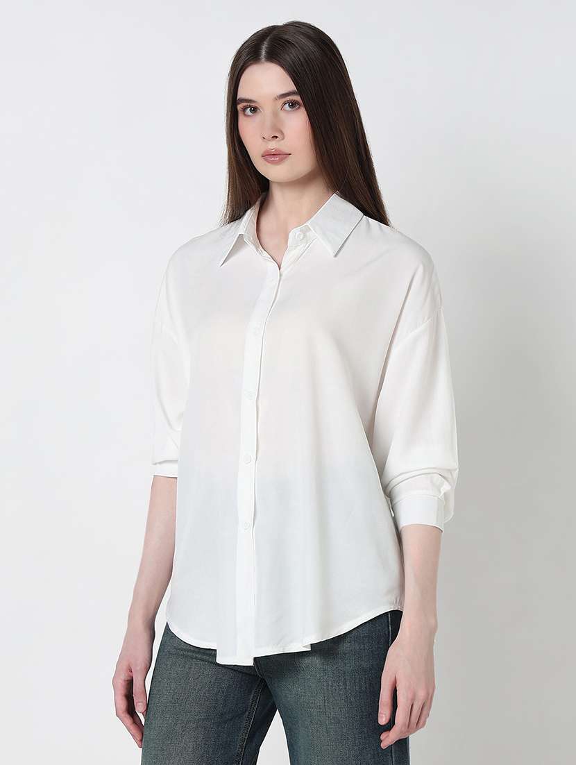 women solid long sleeve relaxed fit shirt - 21979919 -  Standard Image - 2