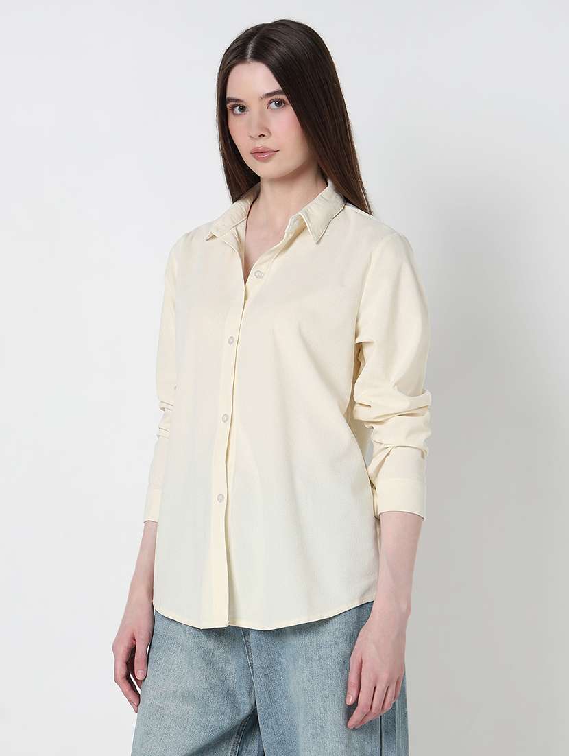 cream cotton blend regular fit shirt - 21979923 -  Standard Image - 2