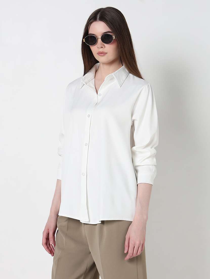 women solid long sleeve relaxed fit shirt - 21979924 -  Standard Image - 2