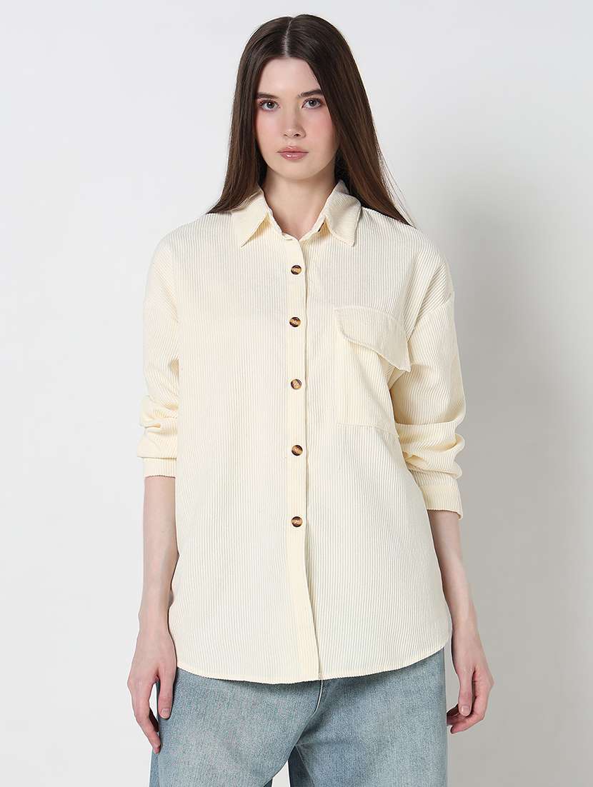 women solid long sleeve relaxed fit shirt - 21979925 -  Standard Image - 2