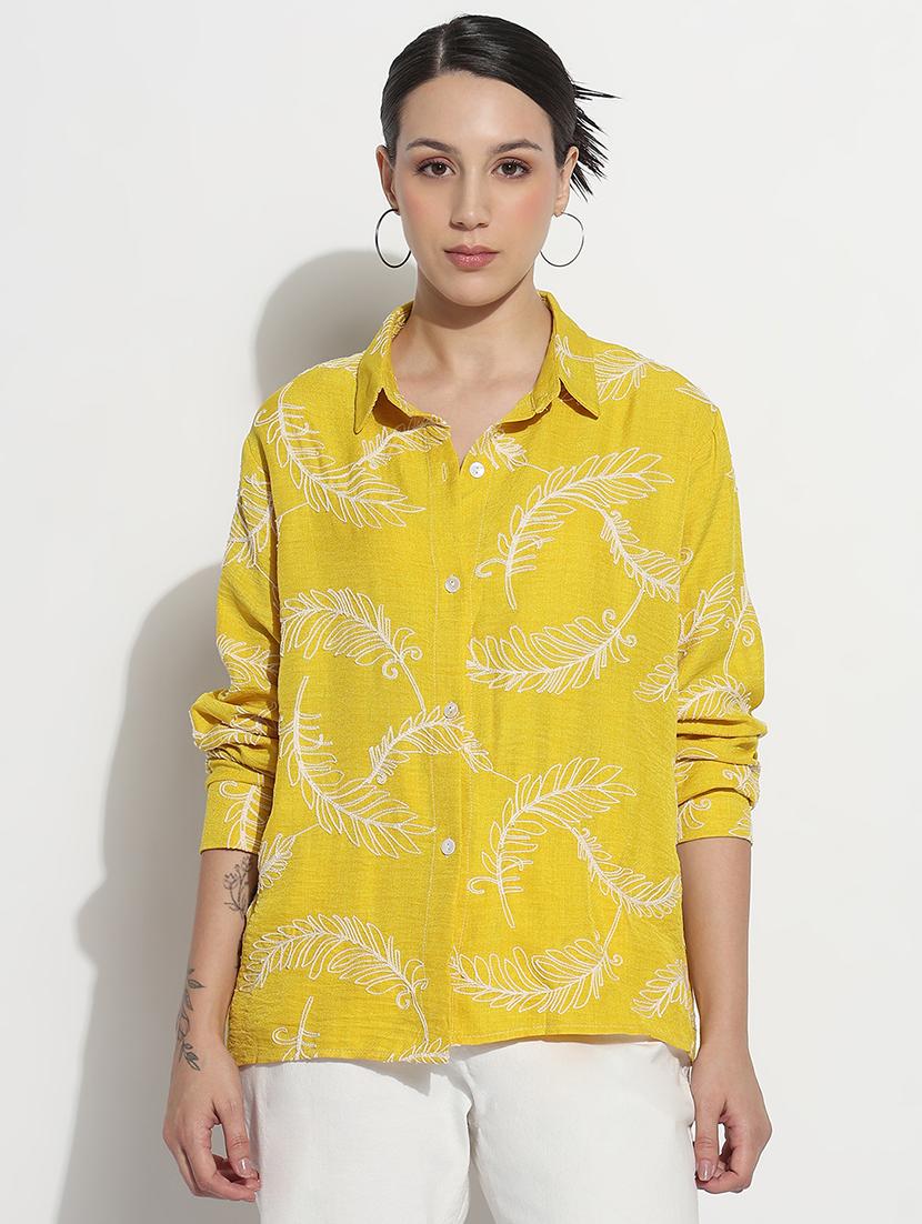 women embroidered long sleeve relaxed fit shirt - 21979934 - Standard Image - 2
