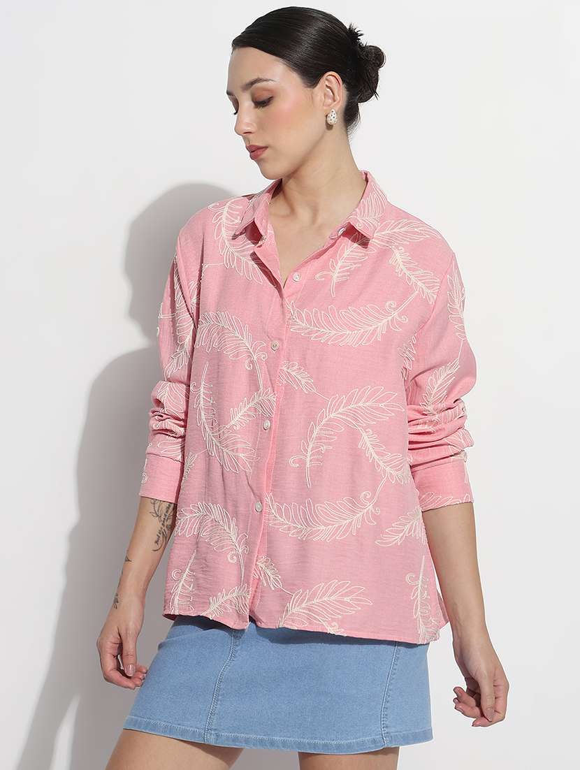 women embroidered long sleeve relaxed fit shirt - 21979936 - Standard Image - 2