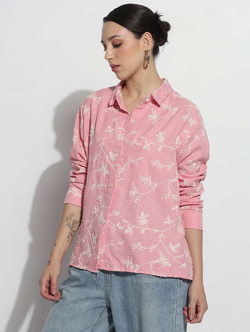 women embroidered long sleeve relaxed fit shirt - 21979946 -  Standard Image - 2