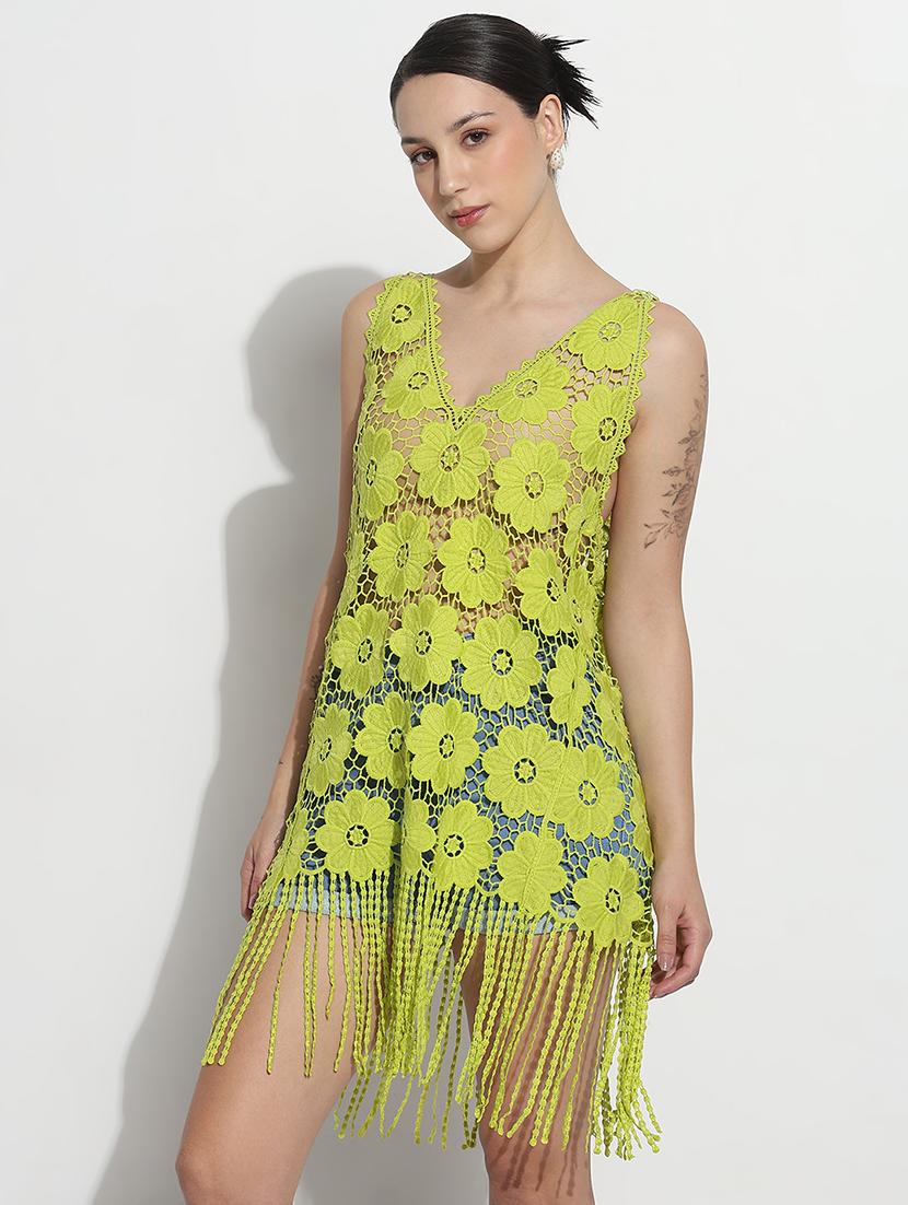 women self designecd sleeveless lace dress - 21979996 - Standard Image - 2