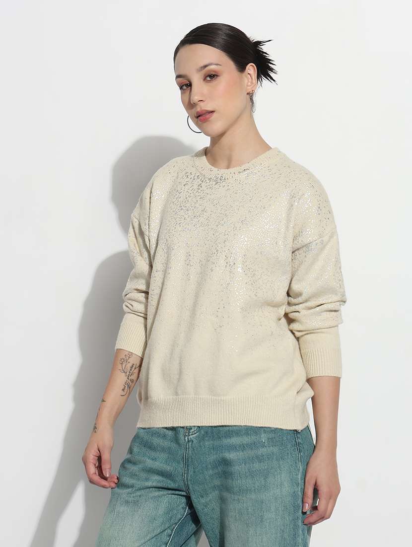 women self designed long sleeve crop sweatshirt - 21980010 -  Standard Image - 2
