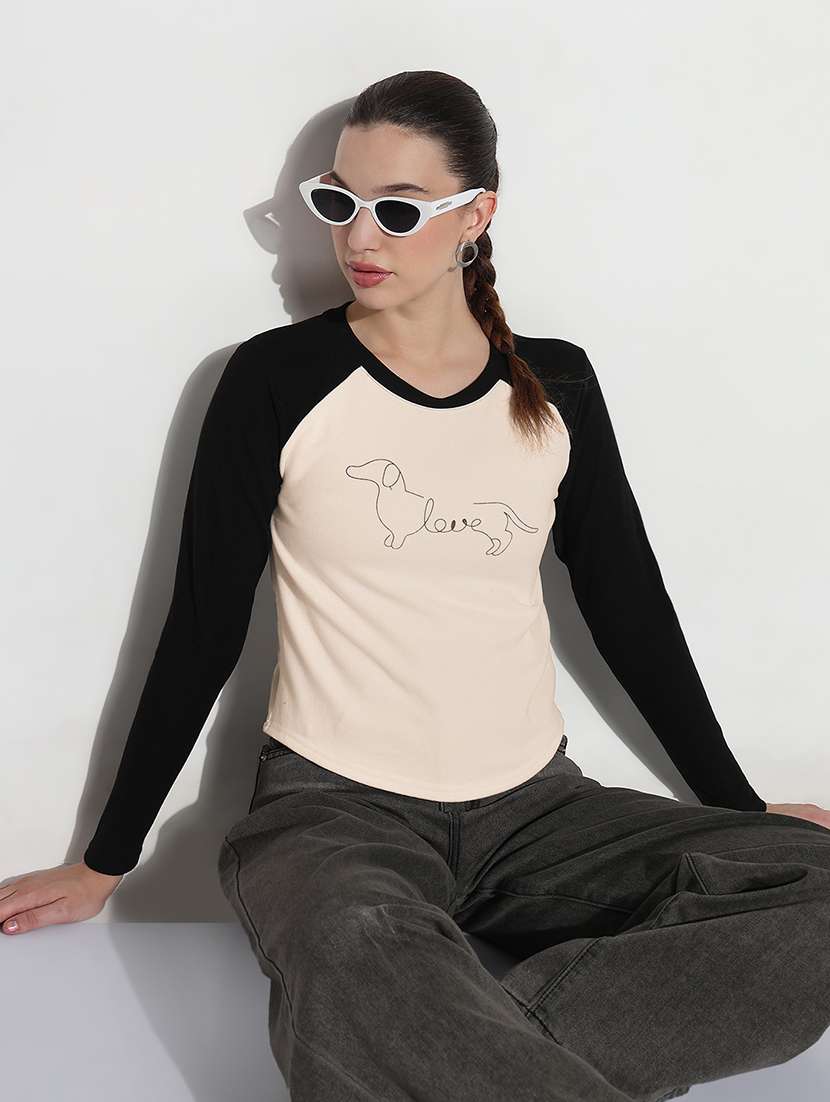 women color blocked long sleeve t-shirt - 21980014 -  Standard Image - 2