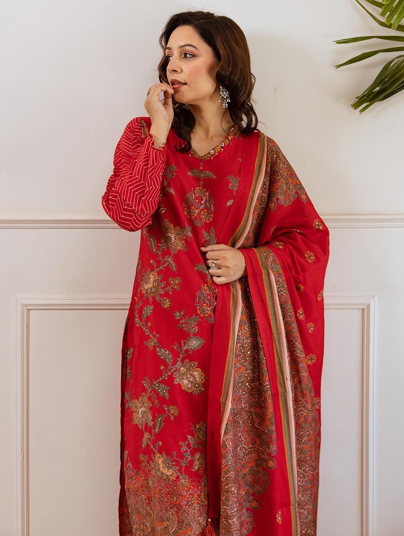 women floral long sleeve kurta pant with dupatta set - 21980031 - Standard Image - 2