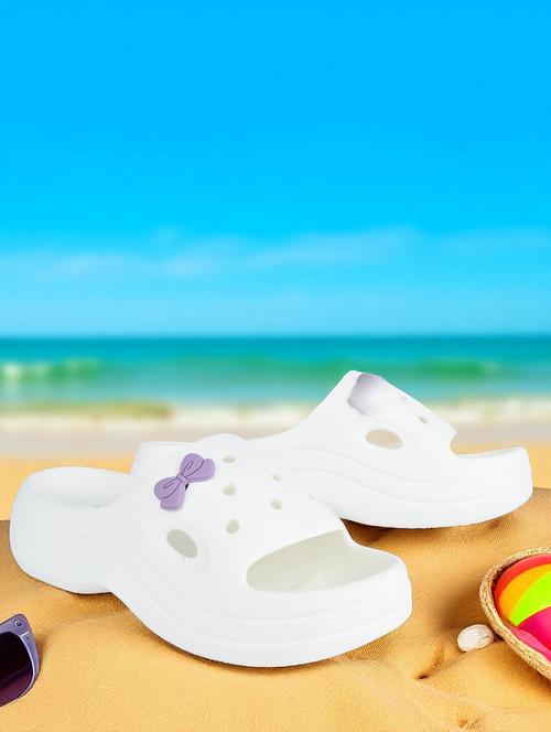 women white solid platforms slides - 21980074 - Standard Image - 0