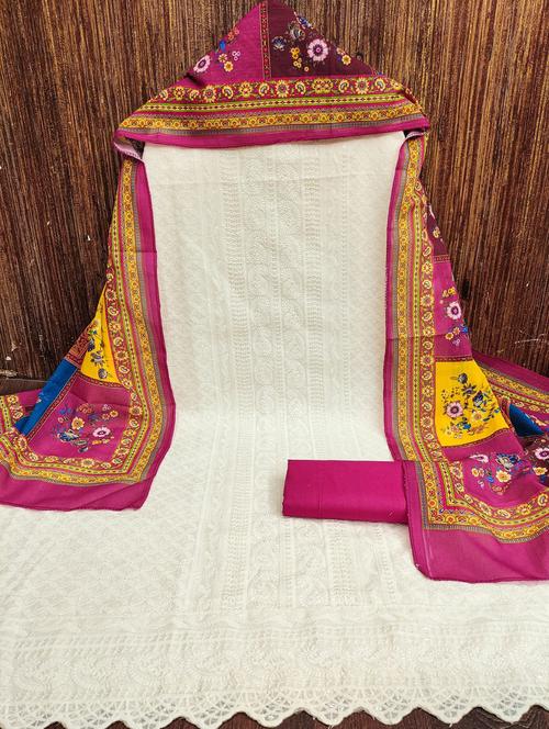 women solid with work embroidered unstitched suit set - 21980081 -  Standard Image - 0