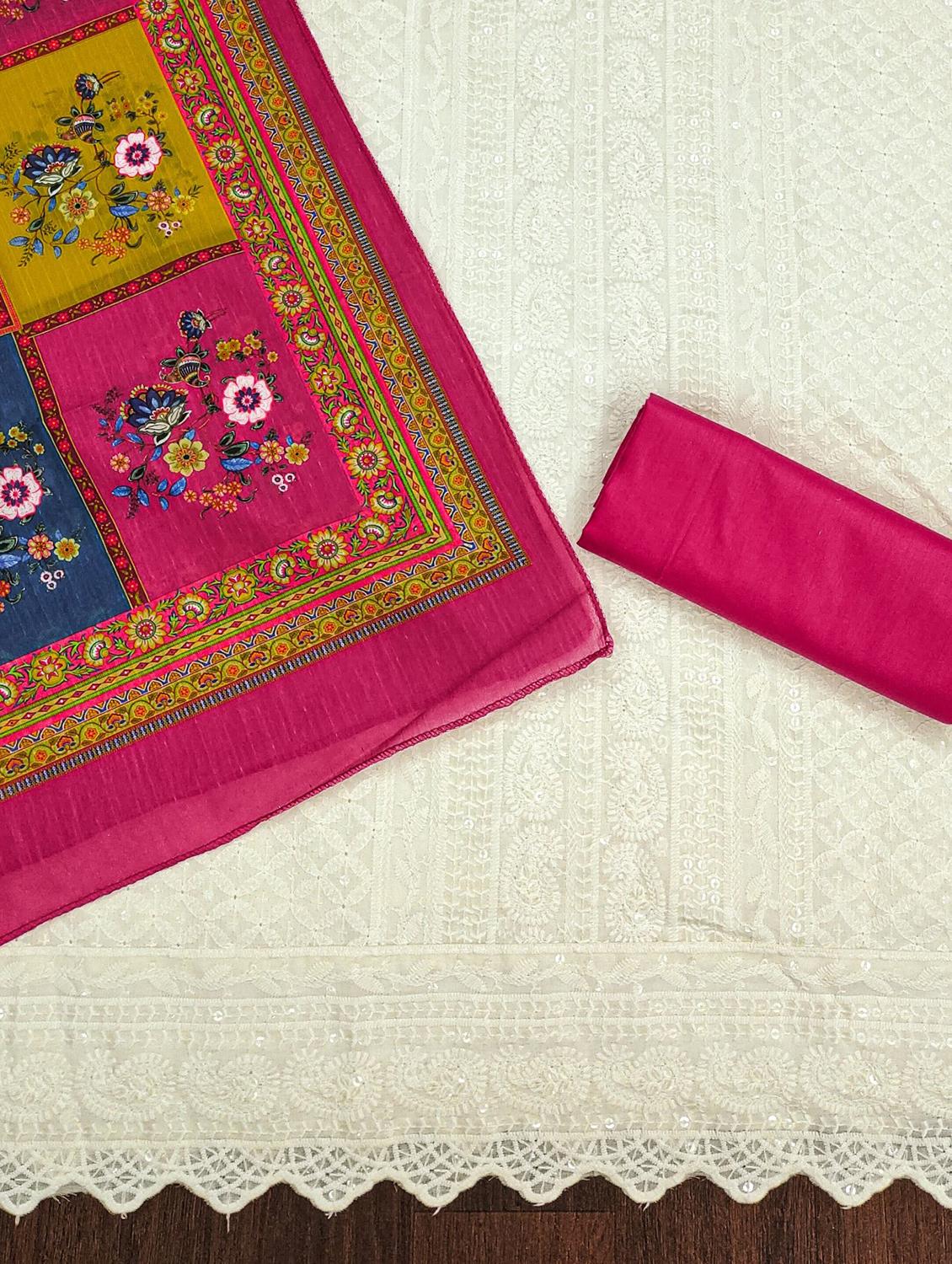 women solid with work embroidered unstitched suit set - 21980081 - Standard Image - 2