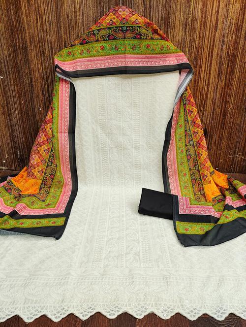 women solid with work embroidered unstitched suit set - 21980083 - Standard Image - 0