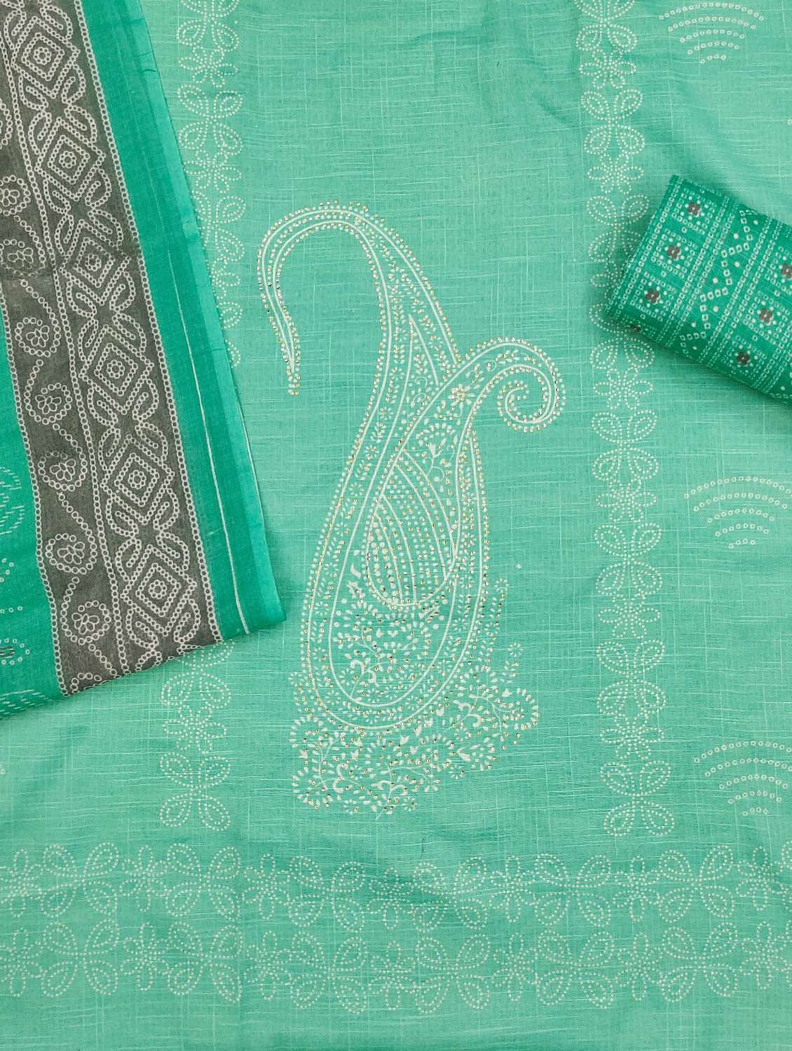 women printed embellished unstitched suit set - 21980089 -  Standard Image - 2