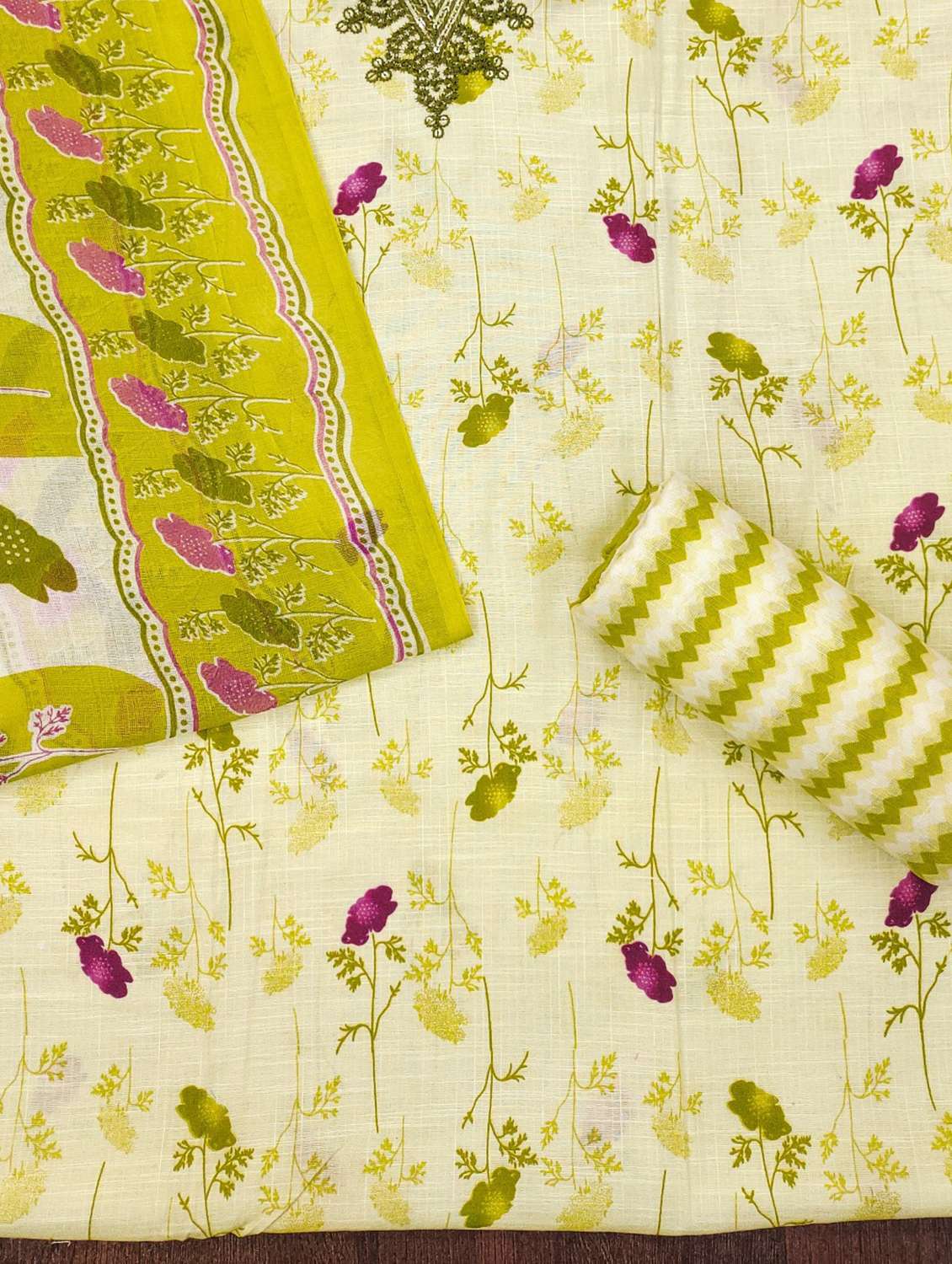 women floral embroidered unstitched suit set - 21980110 -  Standard Image - 2