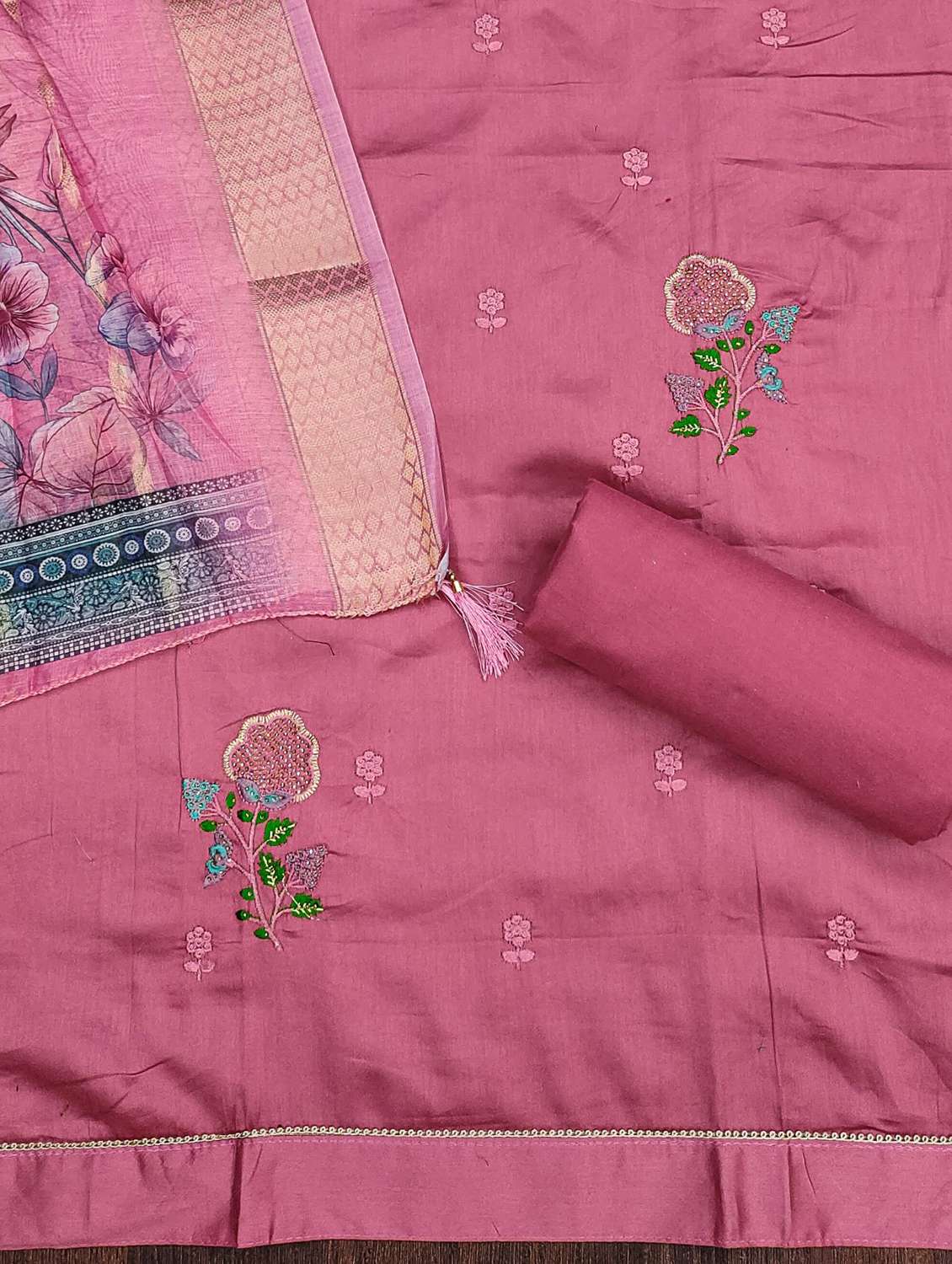 women solid with work embroidered unstitched suit set - 21980116 -  Standard Image - 2