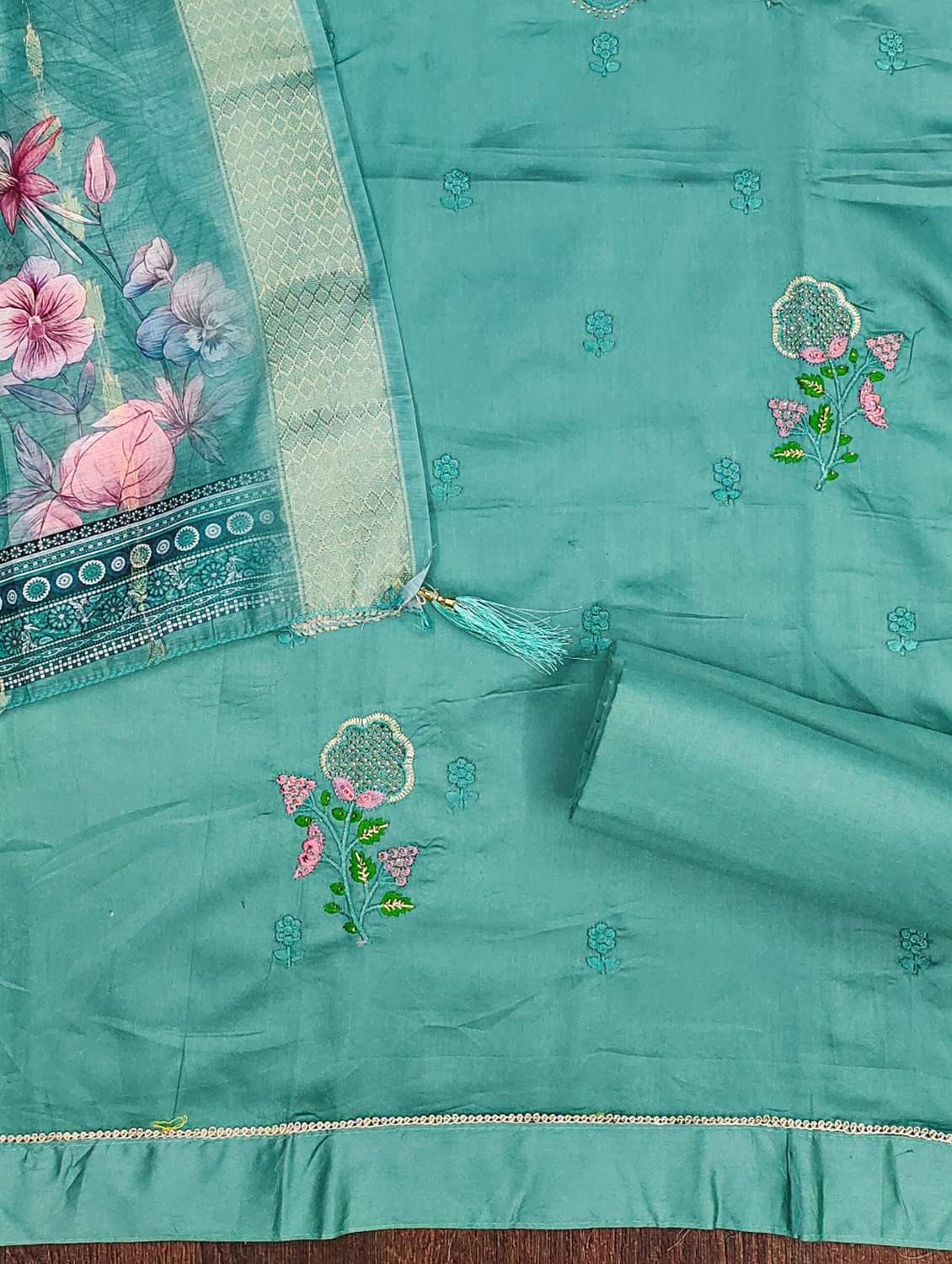 women solid with work embroidered unstitched suit set - 21980117 -  Standard Image - 2