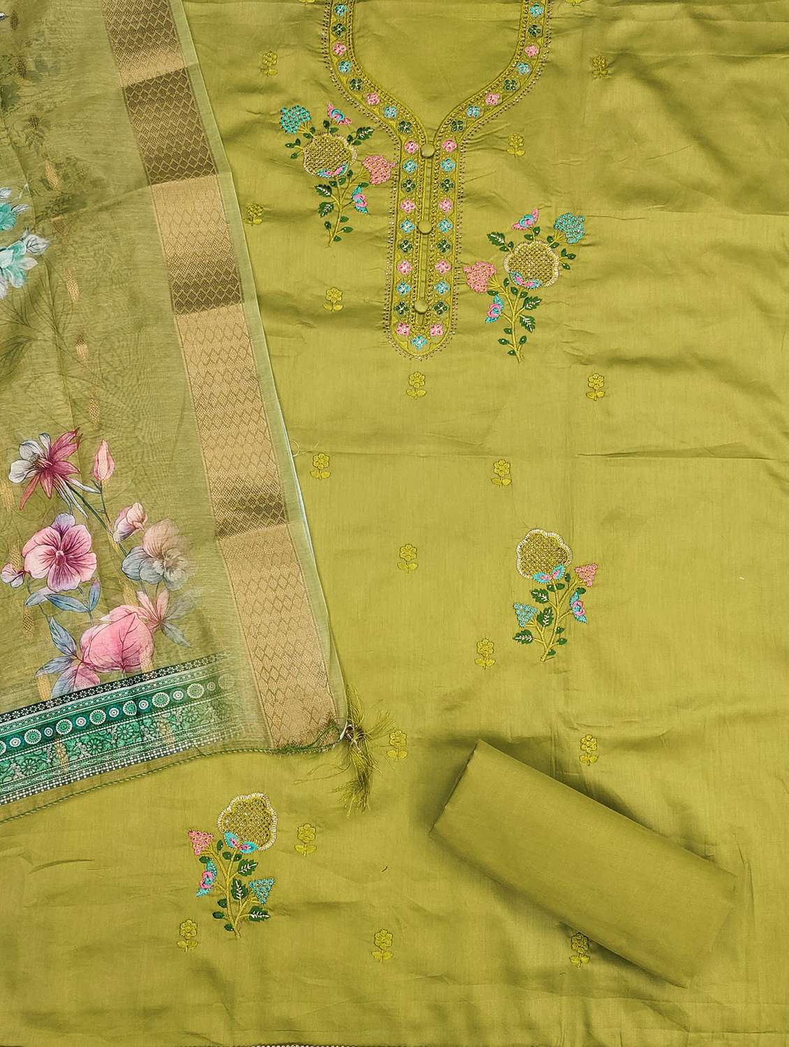 women solid with work embroidered unstitched suit set - 21980119 -  Standard Image - 2